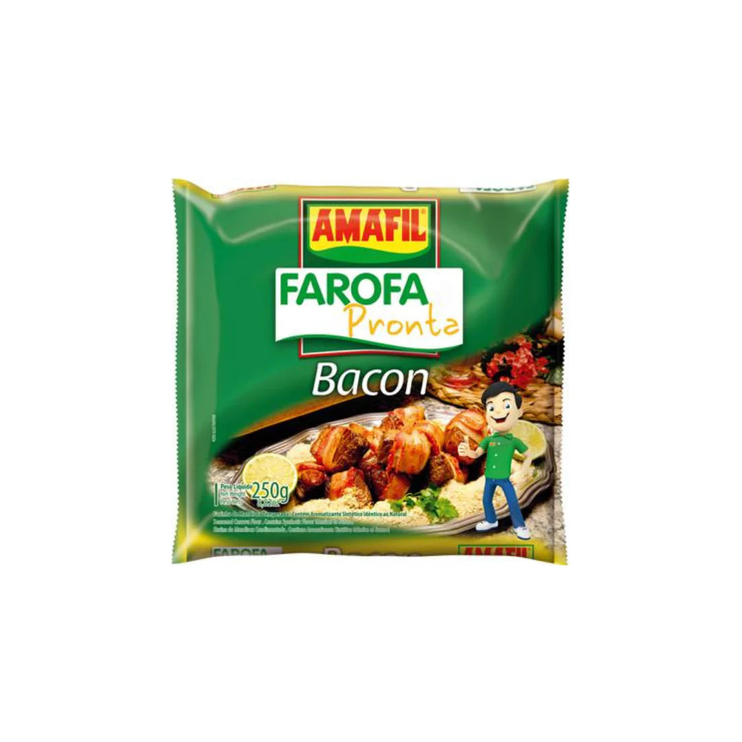 Amafil Farofa Pronta Bacon (Seasoned Cassava Flour) bag 250g (8.82oz)