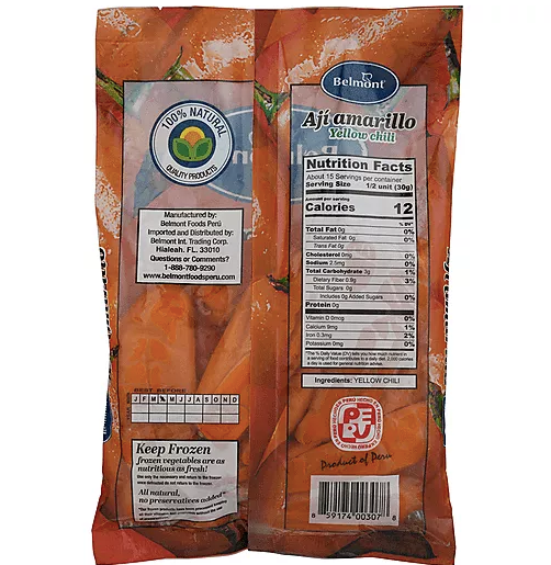 Belmont Frozen Aji Amarillo 4 - 16 oz. Bags (4 lbs. total)