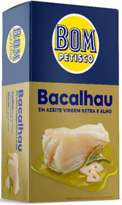 Bom Petisco Bacalhau in Extra Virgin Olive Oil and garlic Net Wt 4.2 oz 