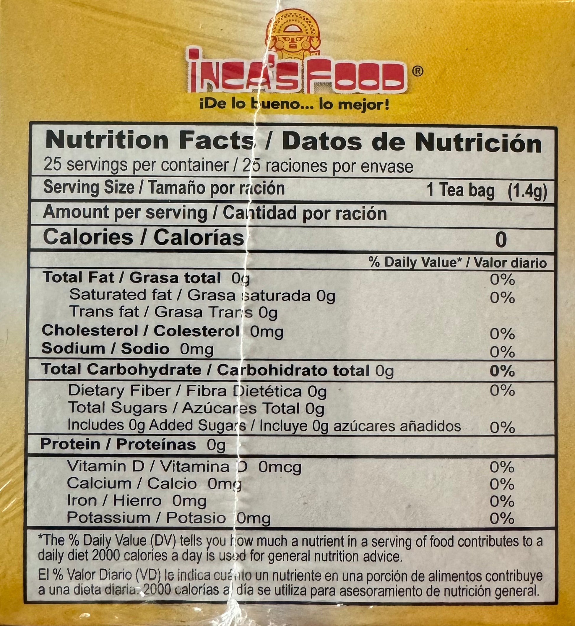 Inca's food horsetail tea nutrition facts