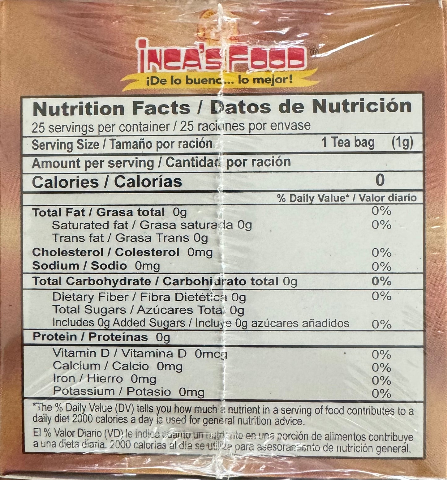 Inca's food balance blend tea nutrition facts