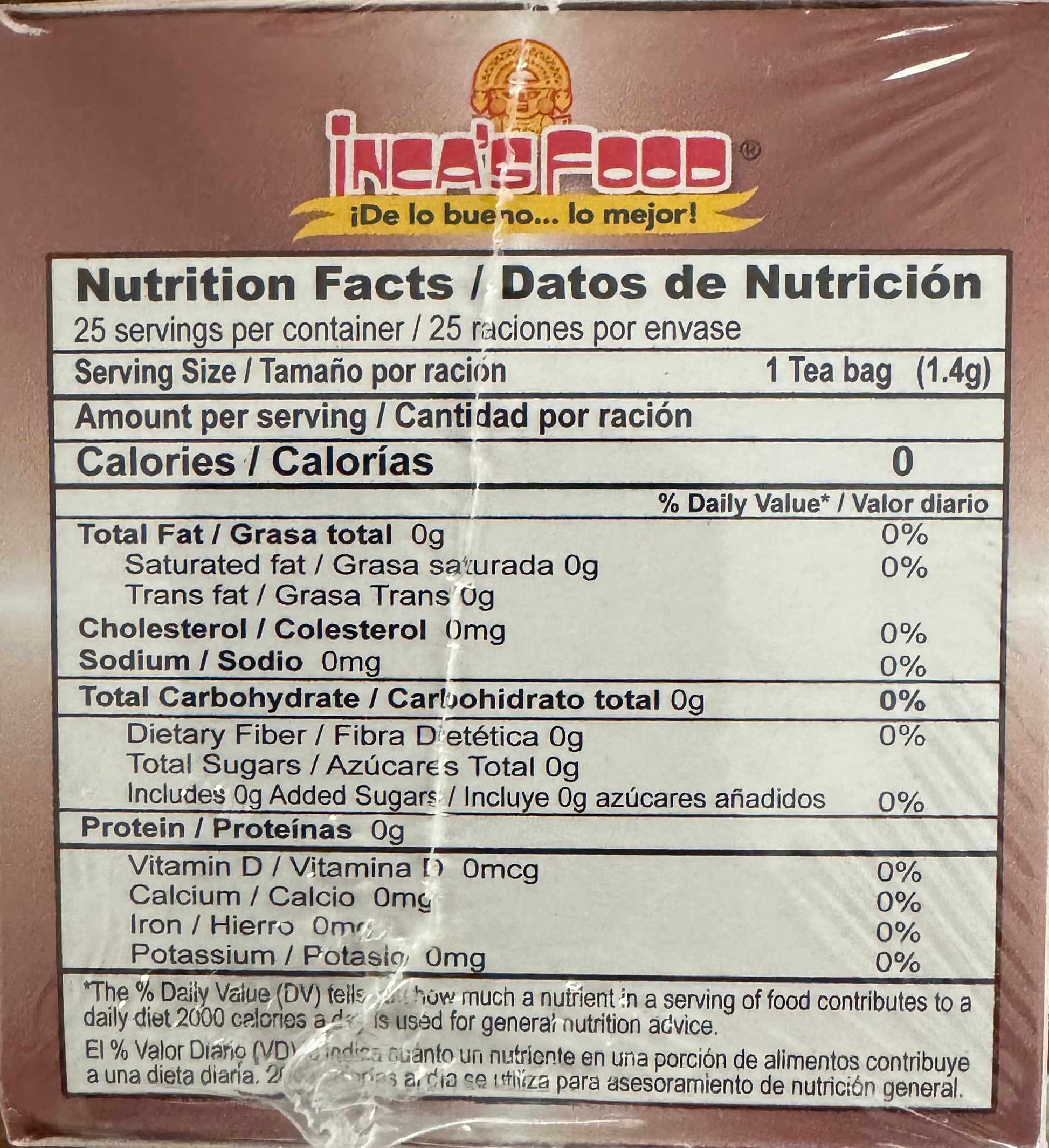 Inca's food yacón tea bags nutrition