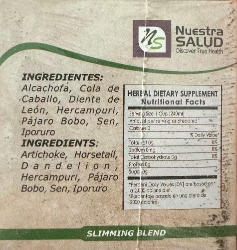 Nutritional Facts for Nuestra Salud Slimming Blend