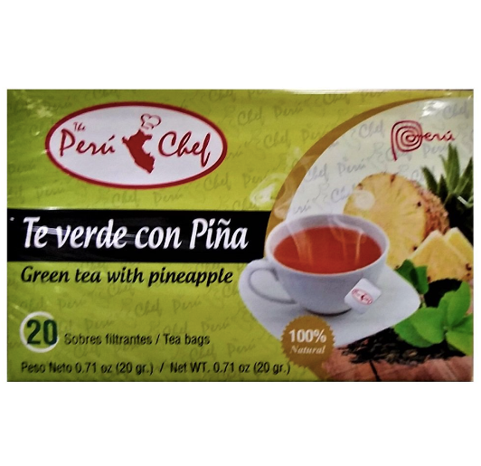 Perú Chef Té Verde Con Piña Green Tea With Pineapple - 20 Tea Bags