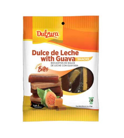 Bag of Dulzura dulce de leche guava snacks white background