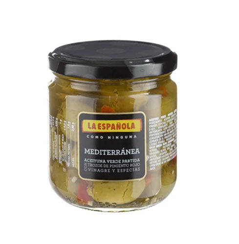 La Espanola Mediterranea Spanish Olives Red Pepper Vinegar Spices