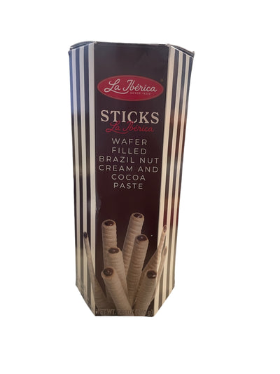 La Iberica Sticks Wafer Filled Brazil Nut Cream and Cocoa Paste 10 Bipacks 7.8 oz