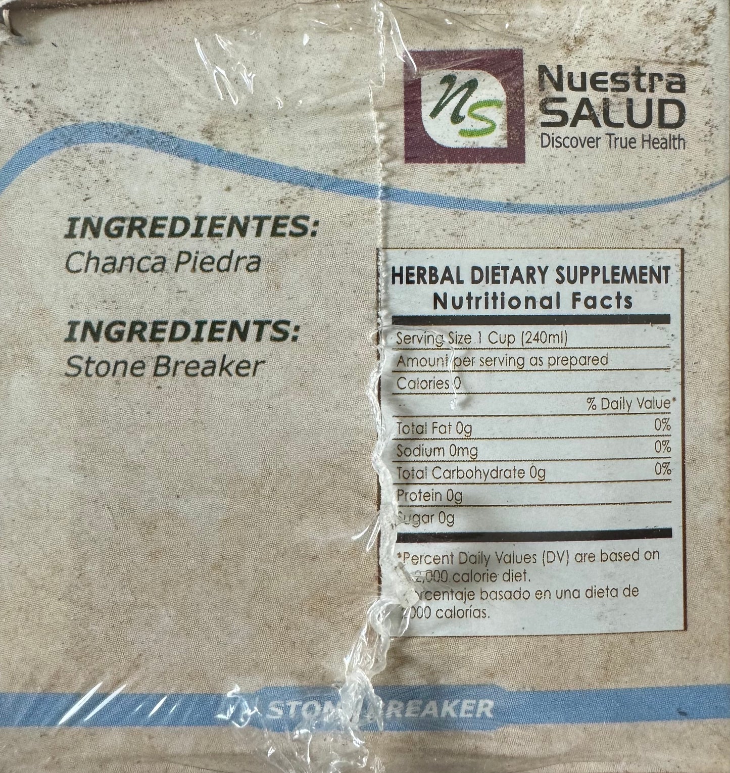 Nuestra Salud chanca piedra nutrition facts