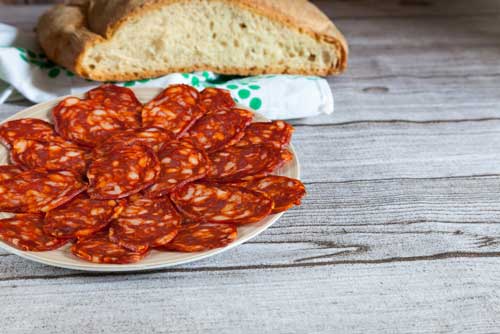 Palacios Authentic Spanish Sliced Mild Chorizo on a plate