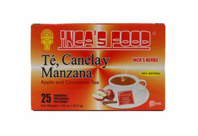 Box of Inca's Food té, canela y manzana tea bags