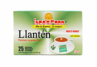 Inca's Food llantén tea bag box