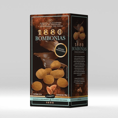 1880 Bombonias Cocoa Caramelized Almonds Net Wt. 5.6 oz