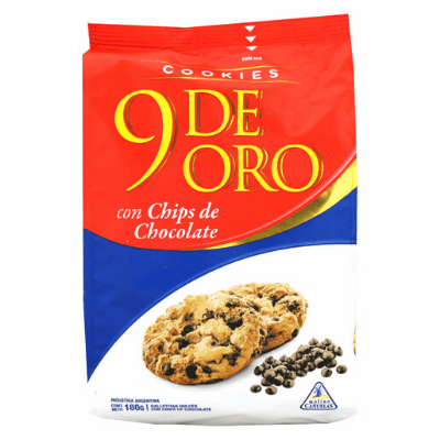 9 De Oro Cookies Con Chips De Chocolate Net.Wt 180g