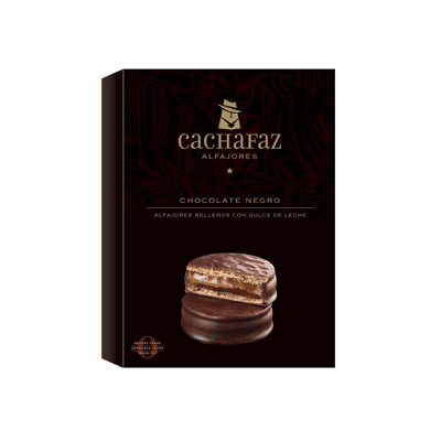 Alfajor Cachafaz Relleno con Dulce de Leche Cubierto con Chocolate 360 grs(6 Alfajores)