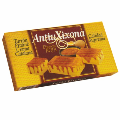 AntiuXixona Etiqueta Roja Turrón Praline Crema Catalana 200g