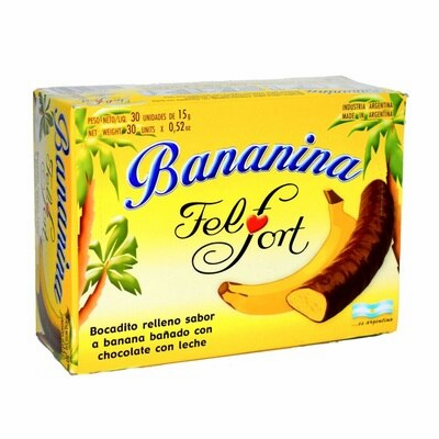 Bananina Felfort Bocadito relleno Sabor A Banana Con Chocolate 30 units of 15 gr each