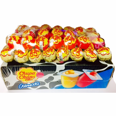 Chupa Chups Paletas de Caramelo Sabores Cremosos (Lollipops Creamy Flavored) Tray 48 Units Spain