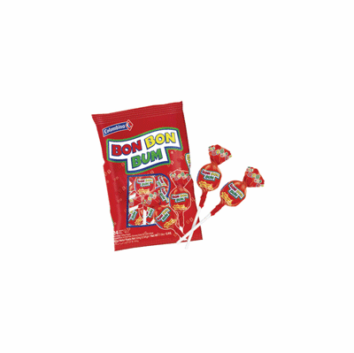 COLOMBINA Bon Bon Bum Chupetines Sabor A Fresa 17 oz.