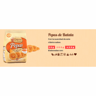 Delicias De La Nona Pepas Con Mermelada De Batata 7.6oz.