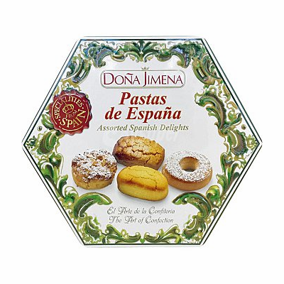 Dona Jimena Pastas de Espana (Assorted Spanish Delights) Decorative Can Net.Wt 10.6 oz