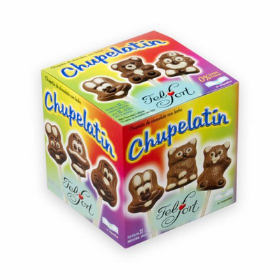 Felfort Chupelatin Milk Chocolate Lollipop Net.Wt 32 units of 15 Gr