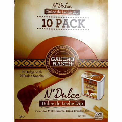 Gaucho Ranch Dulce de Leche Dip (Milk Caramel Dip and Breadsticks) Package Contains 10 Packs Net Weight 1.3lbs