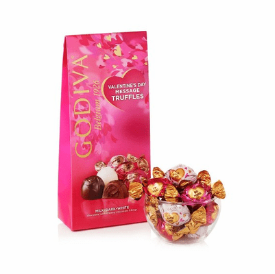 Godiva Valentine Day Message Truffles Improted from Belgium Gift Package 4.25oz Containing App 12 Pieces