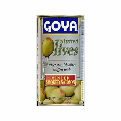 Goya Olives Stuffed Smoked Salmon - Aceitunas Selectas Españolas Rellenas con Salmon Ahumado Picado 148.8g