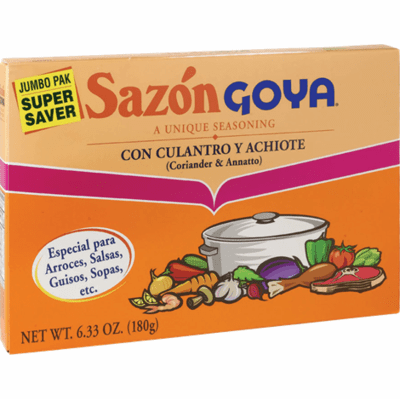 Goya Sazon Con Culantro Y Achiote ( A Unique Seasoning with Coriander and Annatto) Jumbo Pack Net.Wt 6.33 oz