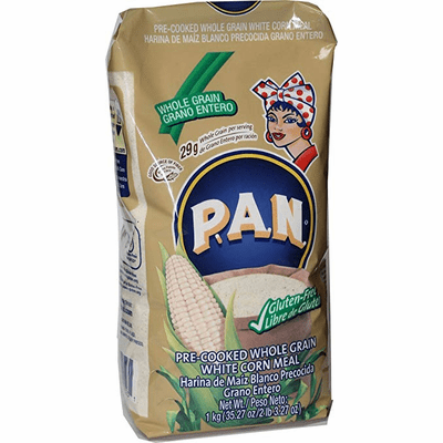 Harina P.A.N De Maiz Blanco Precocida Grano Entero ( Pre-Cooked Whole Grain White Corn Meal ) Net.Wt 1 kg