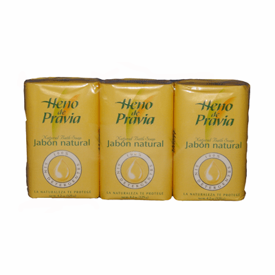 Heno De Pravia Jabon Natural de Bano sin Detergentes 3 pack 125 grs. each