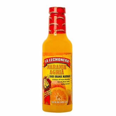 La Lechonera Naranja Agria glass bottle 23 oz.