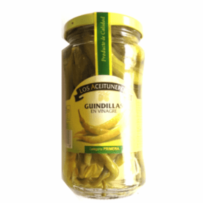 Los Aceituneros Guindillas en Vinagre (Acid Green Chili Peppers in Vinegar) Net Weight: 345g