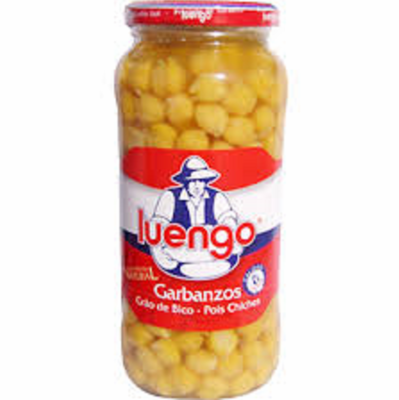 Luengo Garbanzos Finos Cocidos (Cooked Chickpeas) Glass Jar 570g Spain