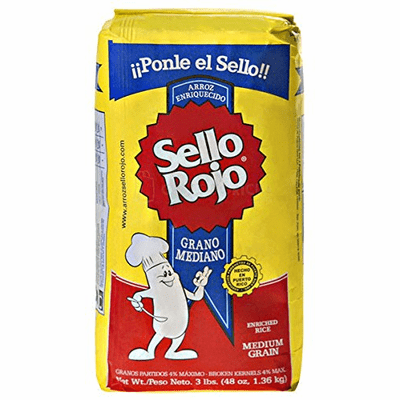 Sello Rojo Arroz Enriquecido Grano Mediano Net.Wt 3Lbs