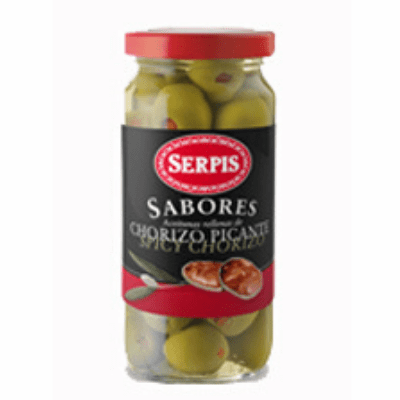 Serpis Aceitunas Verdes Rellenas con Chorizo 8.29 oz.