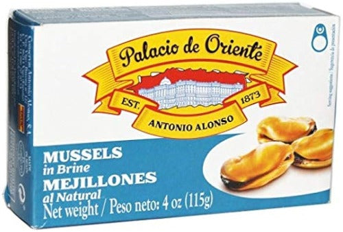 Palacio de Oriente Mussels in Brine, Mejillones al Natural 4 oz