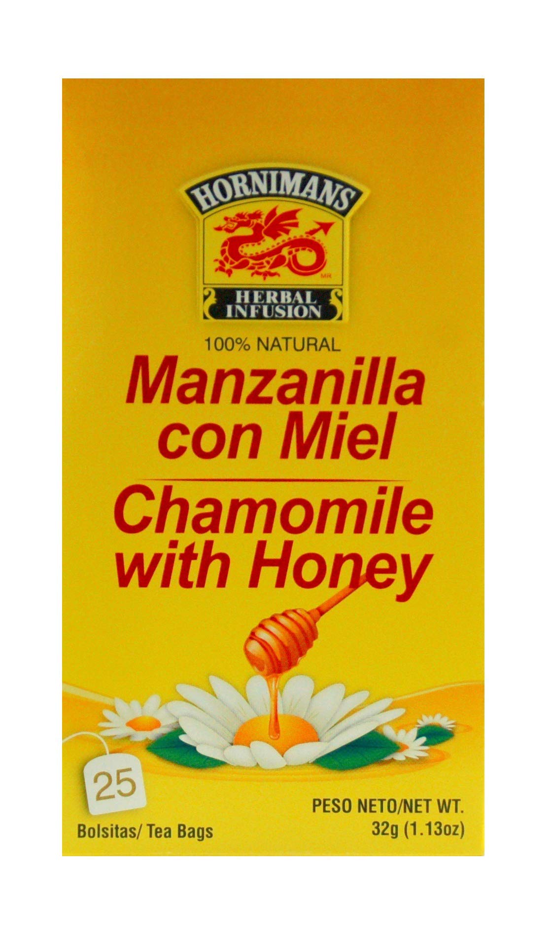 Hornimans Manzanilla con Miel Te - Chamomile with Honey Tea - 25 Bolsas 50 g
