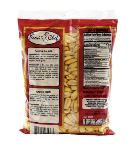 Peru Chef Dried Mountain Corn Nutritional Information