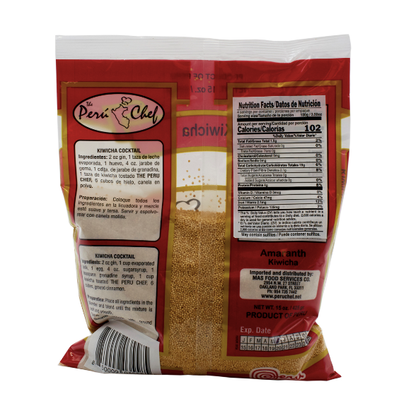 Peru Chef Kiwicha Nutritional Information