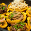 Plantain cups filled with different types of stuffing