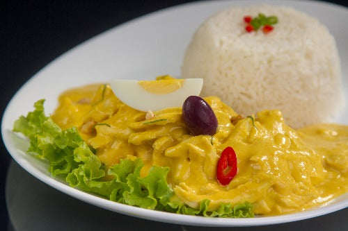 Aji de Gallina made using aji mirasol peppers