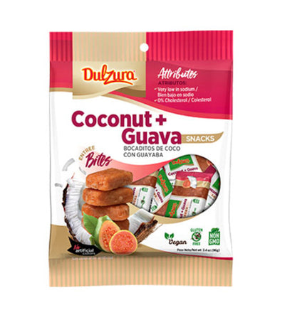 Bag of Dulzura coconut and guava snacks
