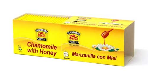 Box of Hornimans manzanilla con miel tea bags