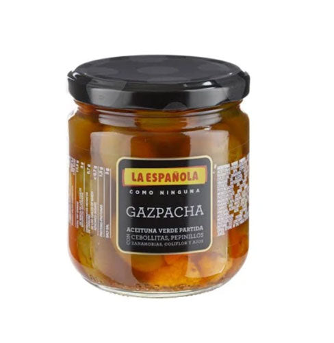 La Espanols Gazpacha aceituna verde  onions pickles