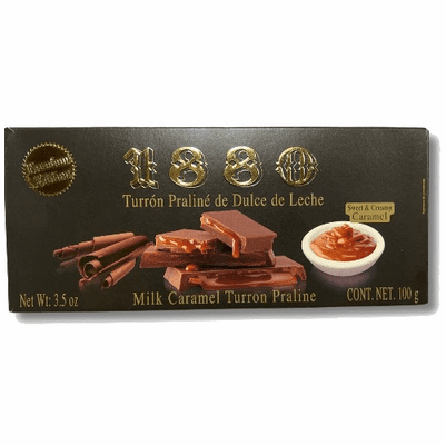 1880 Turrón Praline de Dulce de Leche (Milk Caramel Turron Praline) Net Wt 100g