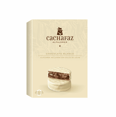 Alfajor Cachafaz Relleno con Dulce de Leche Coberto con Chocolate Blanco 360g (6 Alfajores) Cachafaz Alfajores