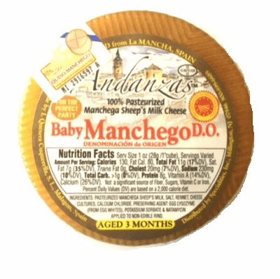 Andanzas / Maese Miguel Baby Manchego Cheese, package app. 1 lb 100% Pasteurisado - 3 Meses Curado - Spain
