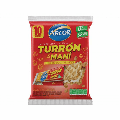 Arcor Oblea Rellena Con Pasta De Turron & Mani Net.Wt 250 GR