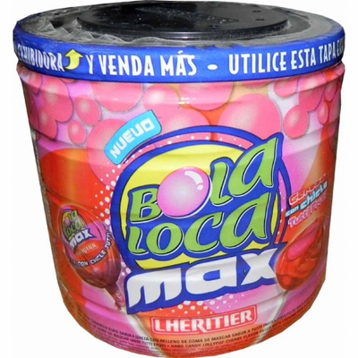 Bola Loca Max Chupetin de Cereza (Lollipops Cherry Flavor Filled with Cherry Gum) 504g 28 units